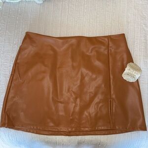 Altar’d State- brown leather skirt